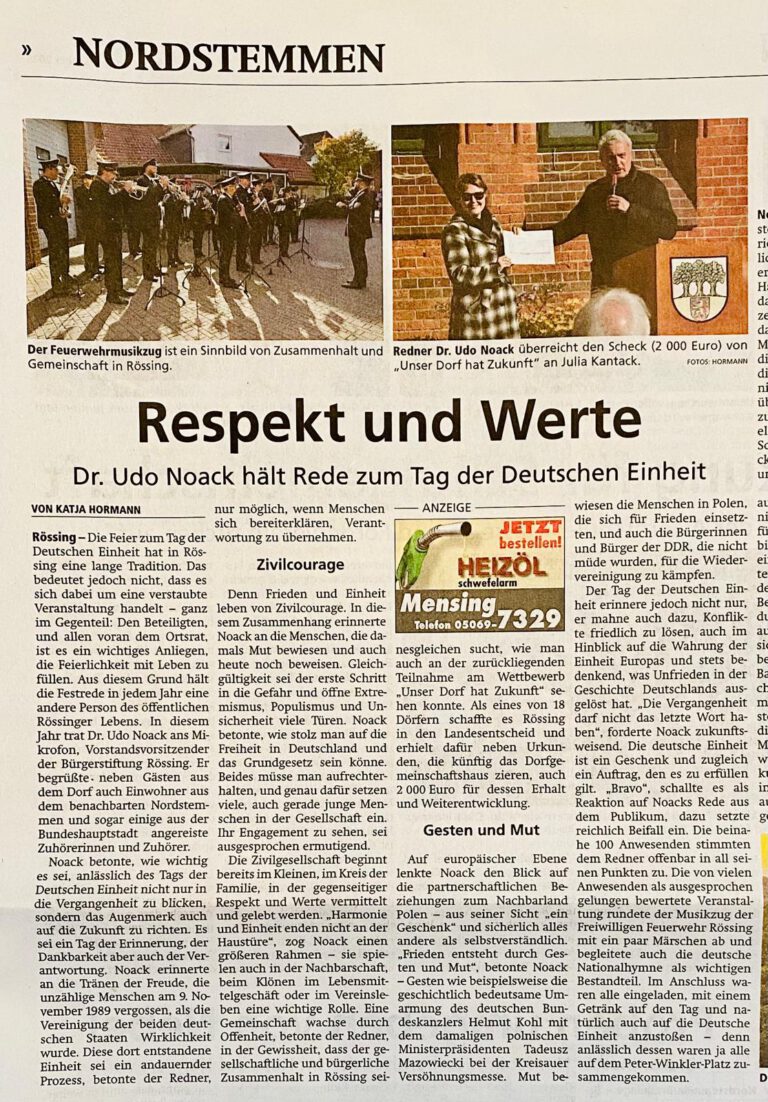 LDZ-Artikel: Rede zum Tag der ddeutschen Einheit